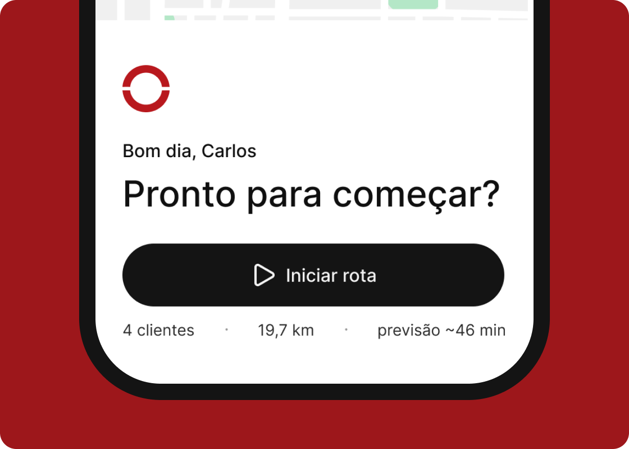 Tela de aplicativo do case Rota DS