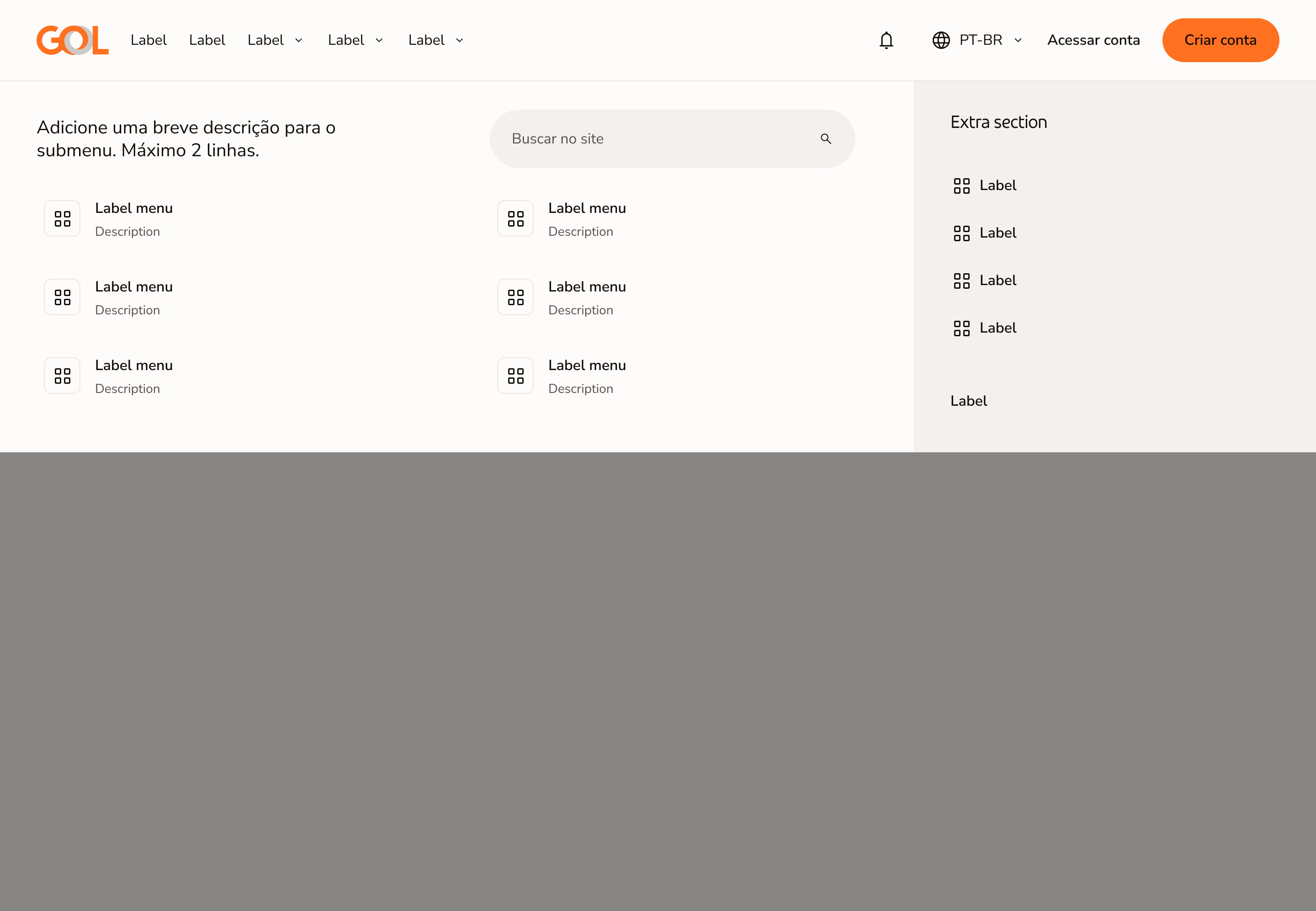 Header Tangerina em desktop